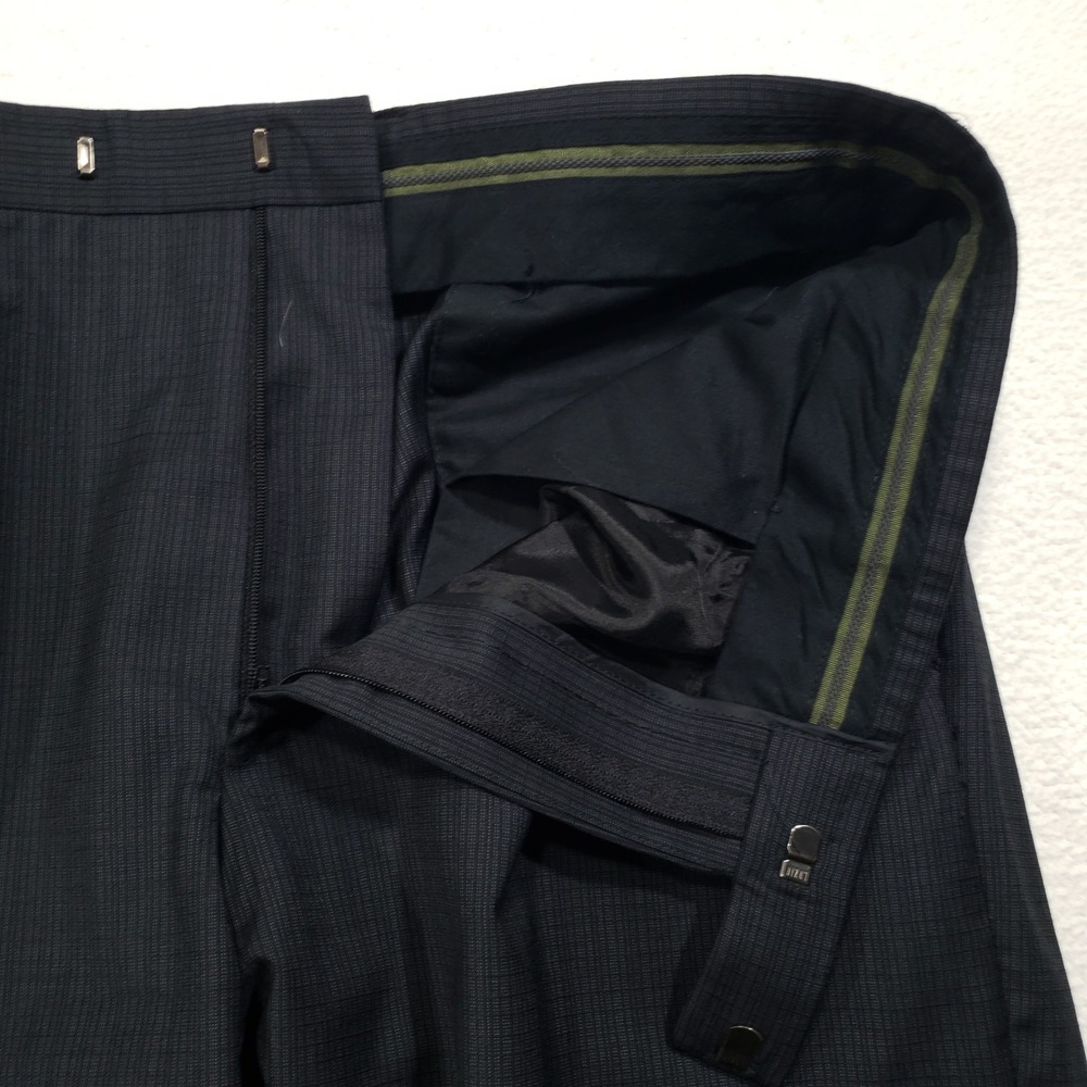 Z Zegna Suit Trousers Men 56R (38W) Gray Wool Micro-Check Flat Front Dress Pants - Picture 2 of 13